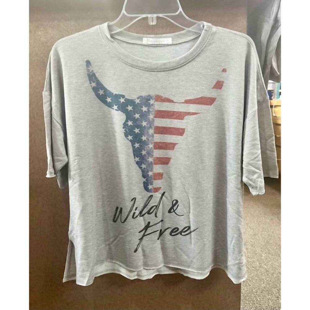 NEW BLANK women's wild & free tee in grey